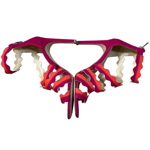 Jessica Simpson Caveena Strappy Heel Shoe Pumps Sandals Size 7M Pink Orange - Picture 7 of 14